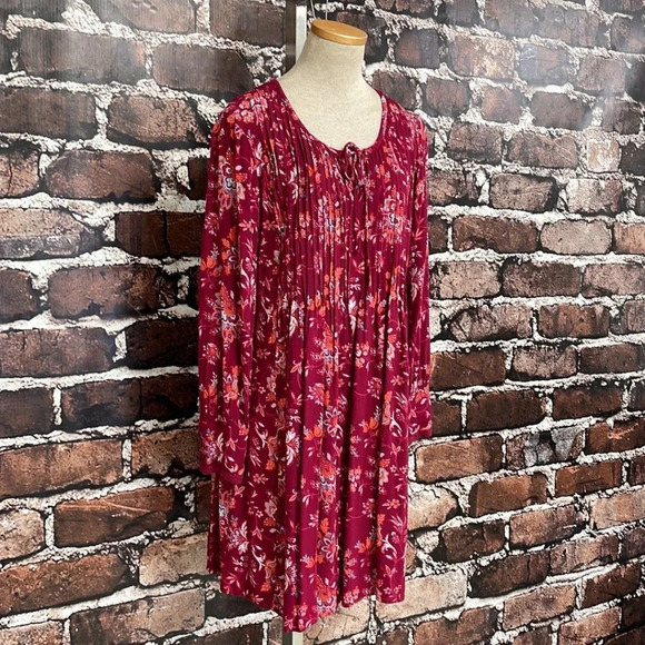Sahalie Dress Long Sleeve Midi Red Floral Size Medium M - Picture 8 of 16